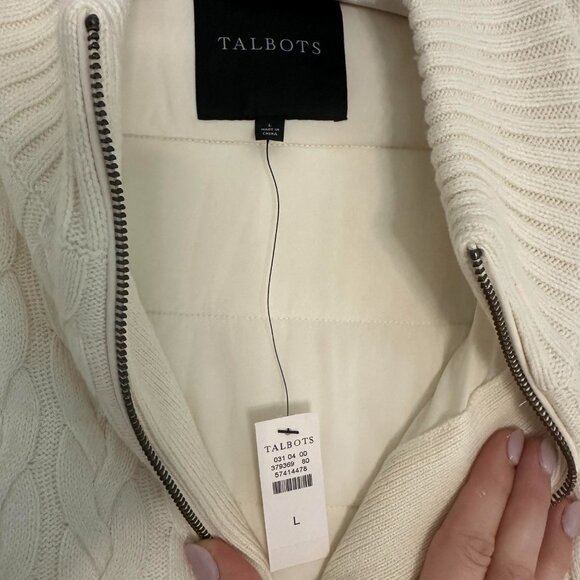 Talbots Cable Knit Quilted Sweater Puffer Vest - NWT - Large - Picture 5 of 7